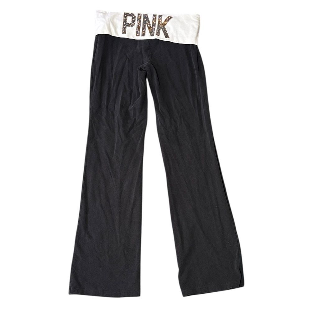 Victoria’s Secret pink women’s medium foldover logo pants 2012 bedazzled